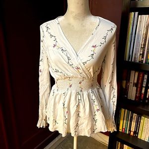 V Neck Floral Peplum Blouse